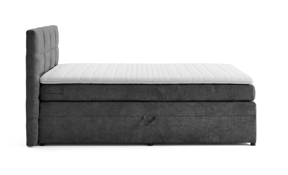 Pat Boxspring Gibson, cu lada de depozitare, Bej, Prestigehome.ro, Prestige, #Color_Gri-Inchis-Enjoy