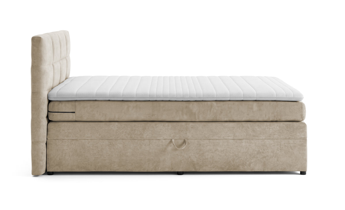 Pat Boxspring Gibson, cu lada de depozitare, Bej, Prestigehome.ro, Prestige, #Color_Bej-Enjoy