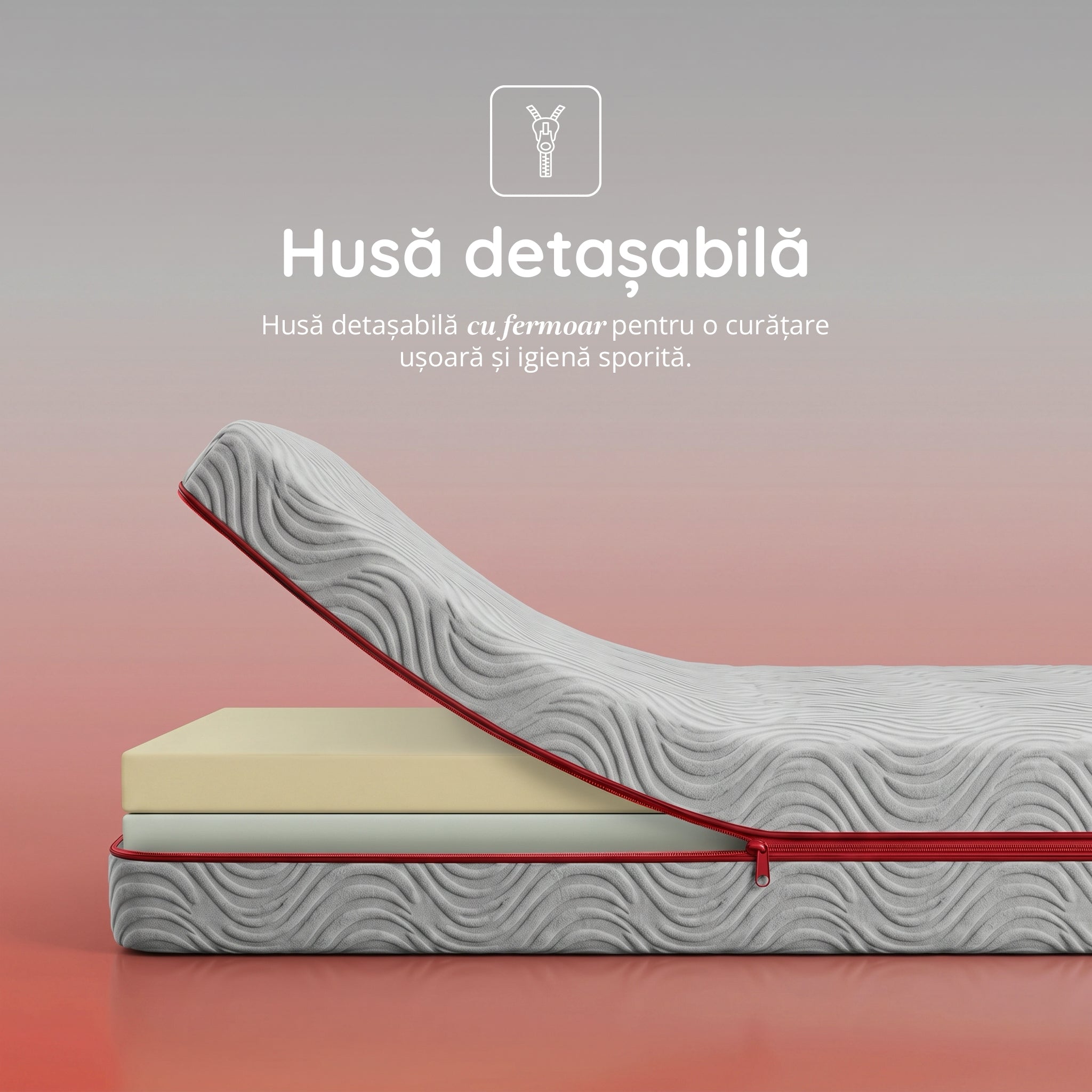 Saltea WAVE MULTILAYER, spumă cu memorie, spumă reziliență mare, husă hipoalergenică detașabilă și lavabilă, superortopedică, grosime 20 cm