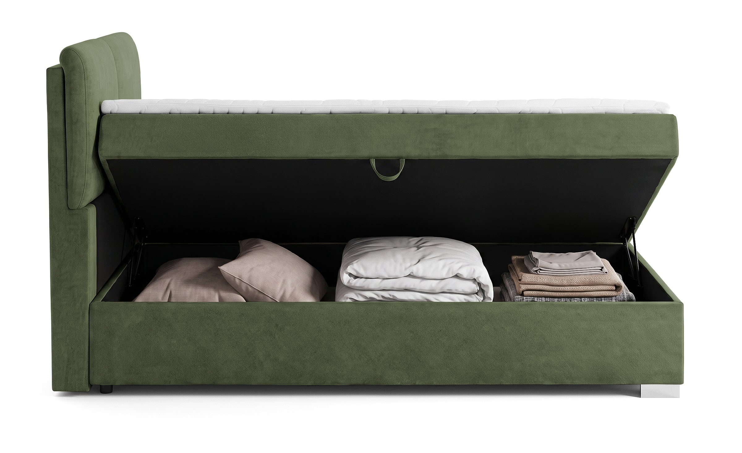 Pat Tapitat Charlotte, cu lada de depozitare, Gri, Prestigehome.ro, Prestige, #Color_Verde-Enjoy
