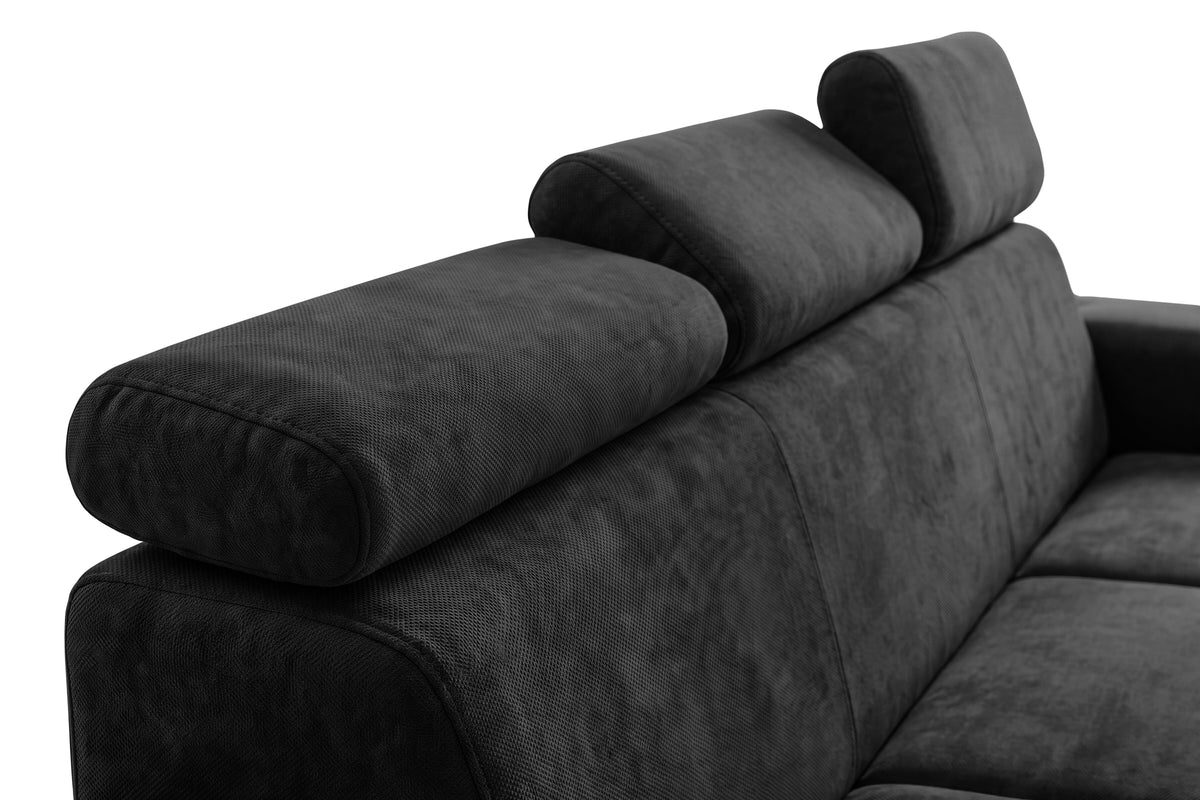 Canapea Extensibila 3 locuri BELLAGIO, cu tetiere, 235x95x85 cm - Prestigehome.ro - Canapea 3 Locuri - Prestige - #color_negru-enjoy