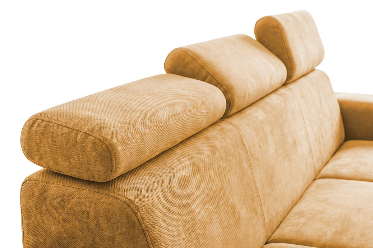 Canapea Extensibila 3 locuri BELLAGIO, cu tetiere, 235x95x85 cm - Prestigehome.ro - Canapea 3 Locuri - Prestige - #color_Mango-Enjoy
