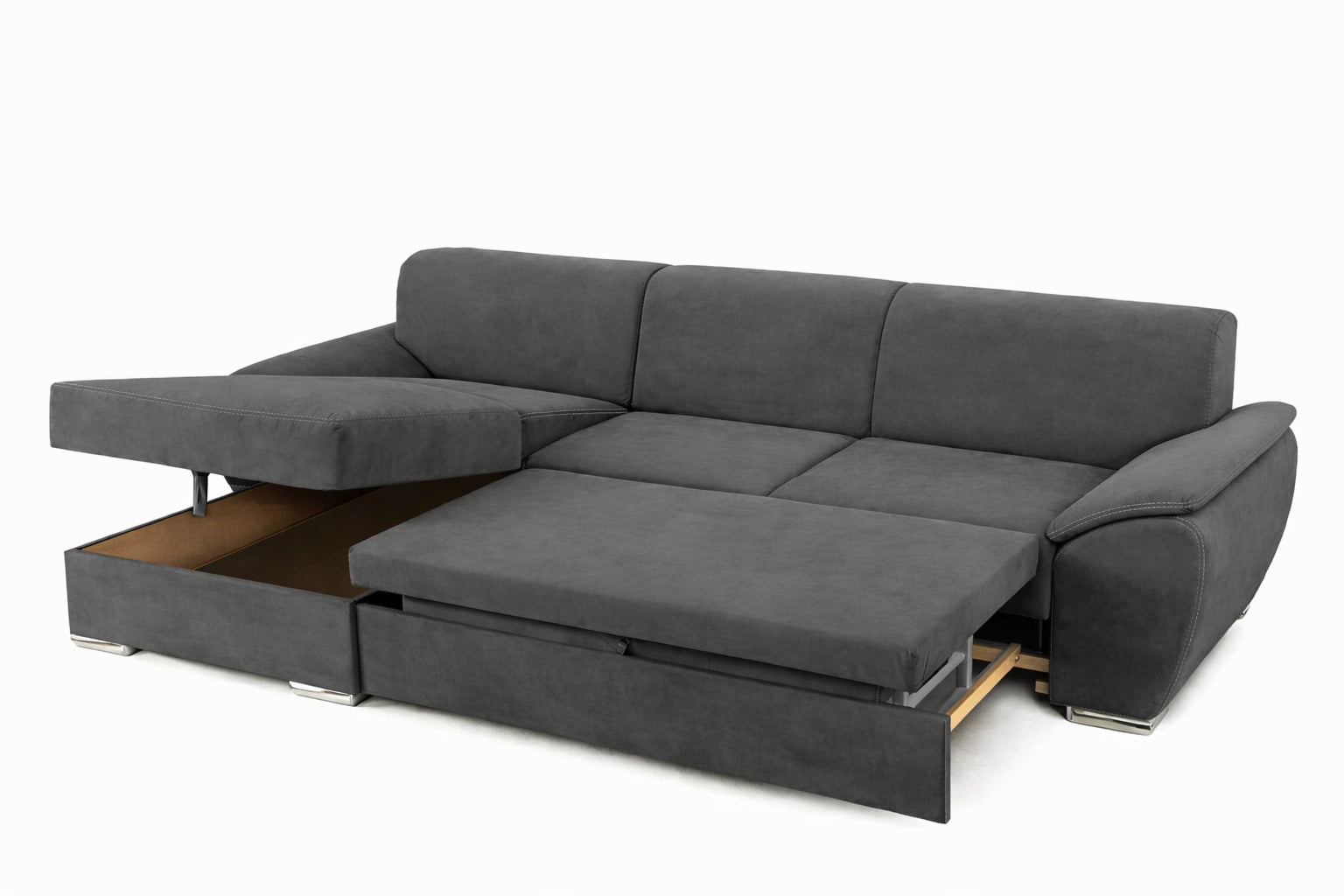 Colțar Extensibil PICASSO, cu ladă de depozitare, variante stânga/dreapta 300x170x80 cm #color_Gri-Inchis-Enjoy