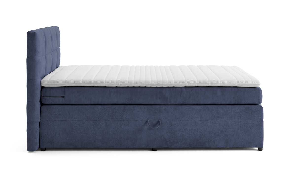 Pat Boxspring Gibson, cu lada de depozitare, Albastru Inchis, Prestigehome.ro, Prestige, #Color_Albastru-Inchis-Enjoy