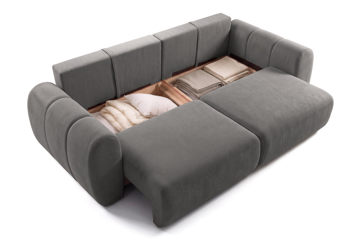 Canapea Extensibilă 3 locuri VERSA, cu 2 lăzi depozitare, 260x110x85 cm, #color_Gri-Grafit-Loft