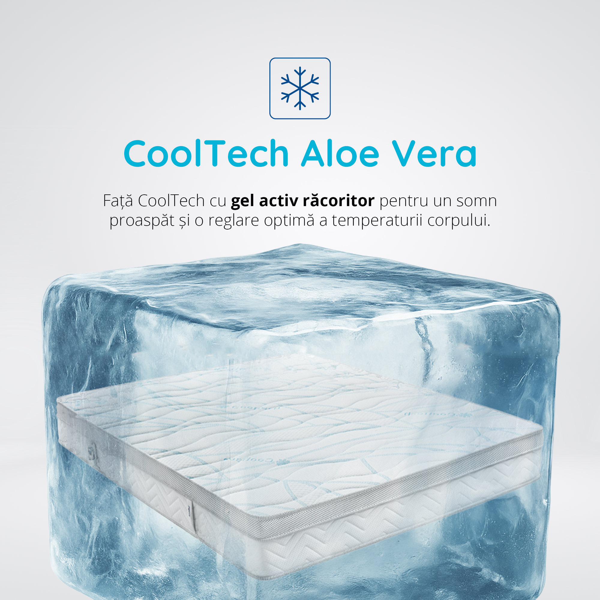 Saltea Ideal Sleep COOLTECH ALOE VERA, Arcuri Bonell, spumă poliuretanică pe multiple straturi, husă CoolTech, superortopedică, Grosime 24 cm