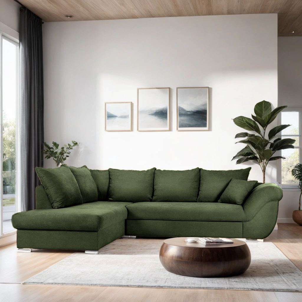 Colțar Extensibil SANTOS, variante stânga/dreapta, 295x215x80 cm, Prestigehome.ro, #color_Verde-enjoy
