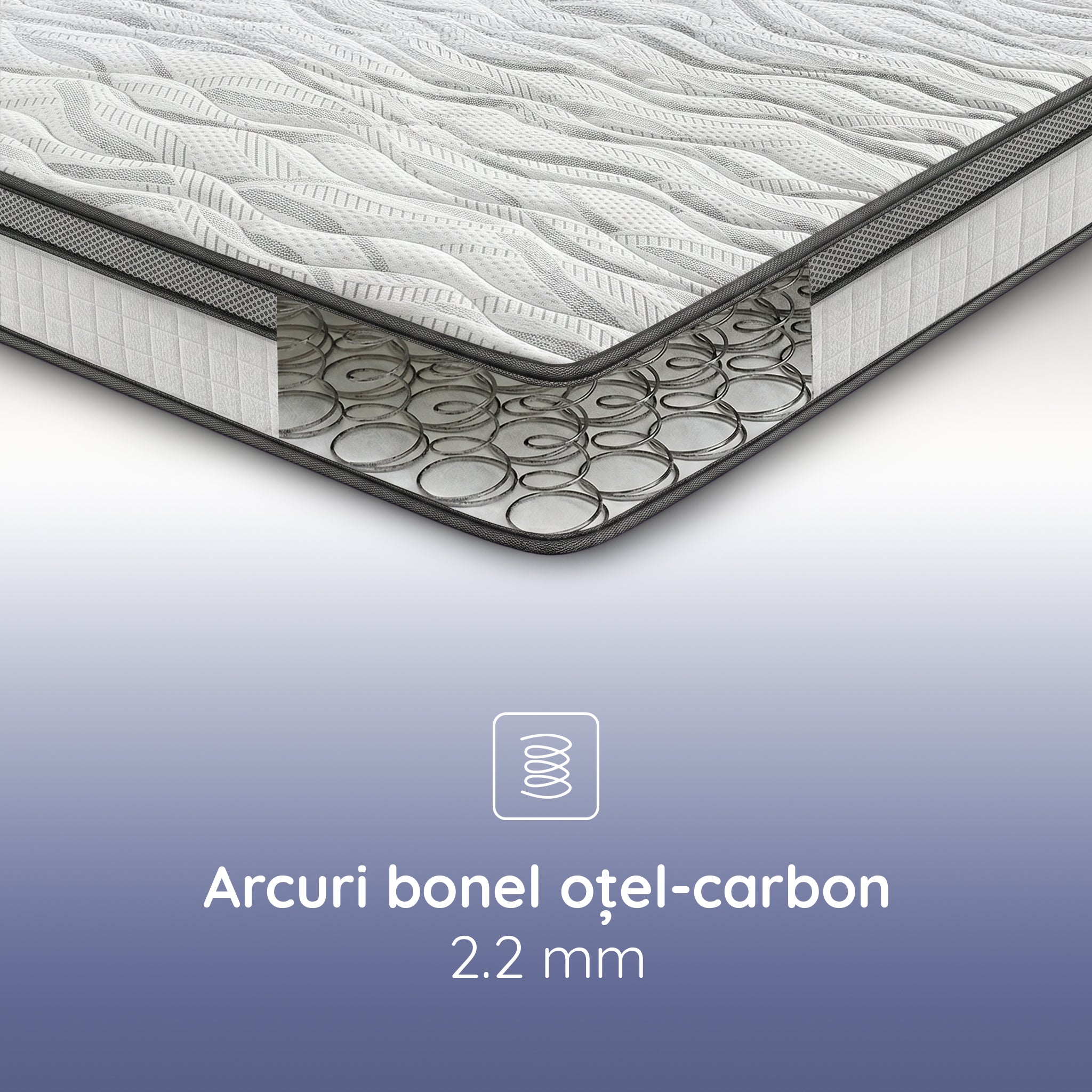 Saltea Ideal Sleep DREAM MEMORY, Arcuri Bonell, spumă poliuretanică fermă, spumă cu memorie, superortopedică, Grosime 26 cm