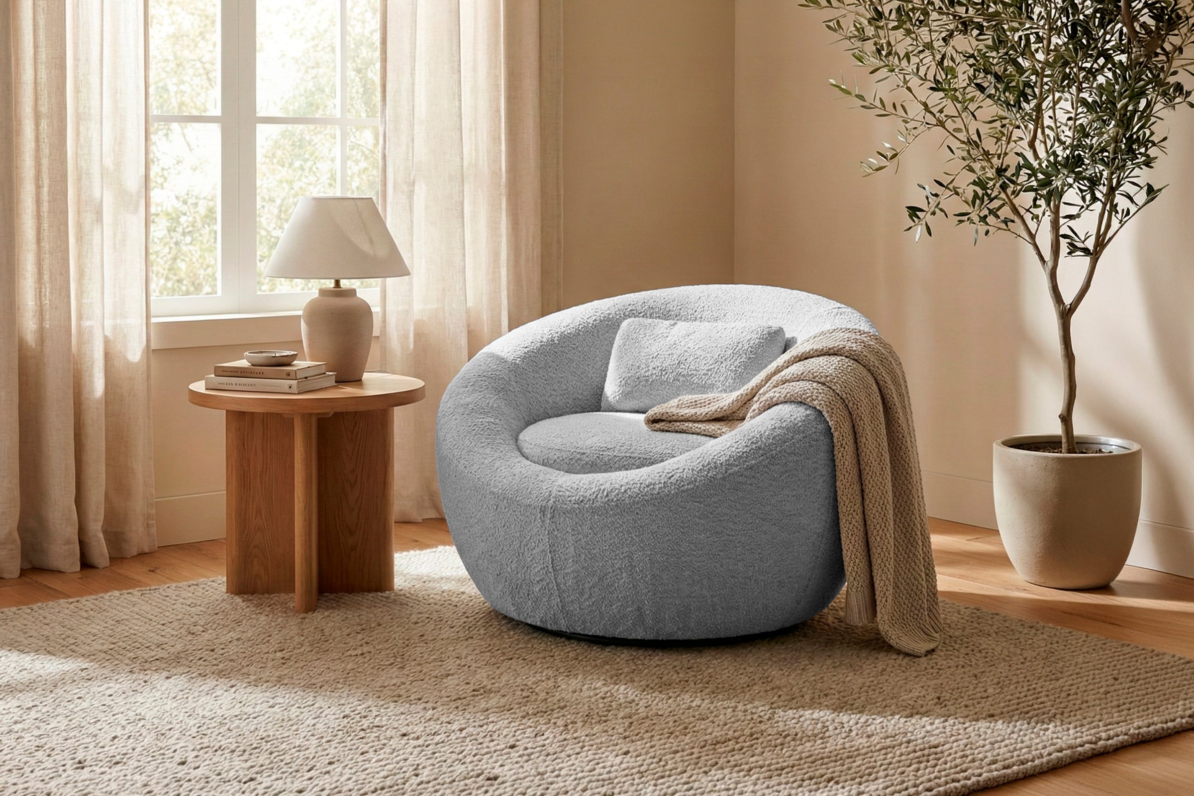 Fotoliu NIDO, suport lombar, 70x70x90 cm, #color_Gri-Argintiu-Anthology