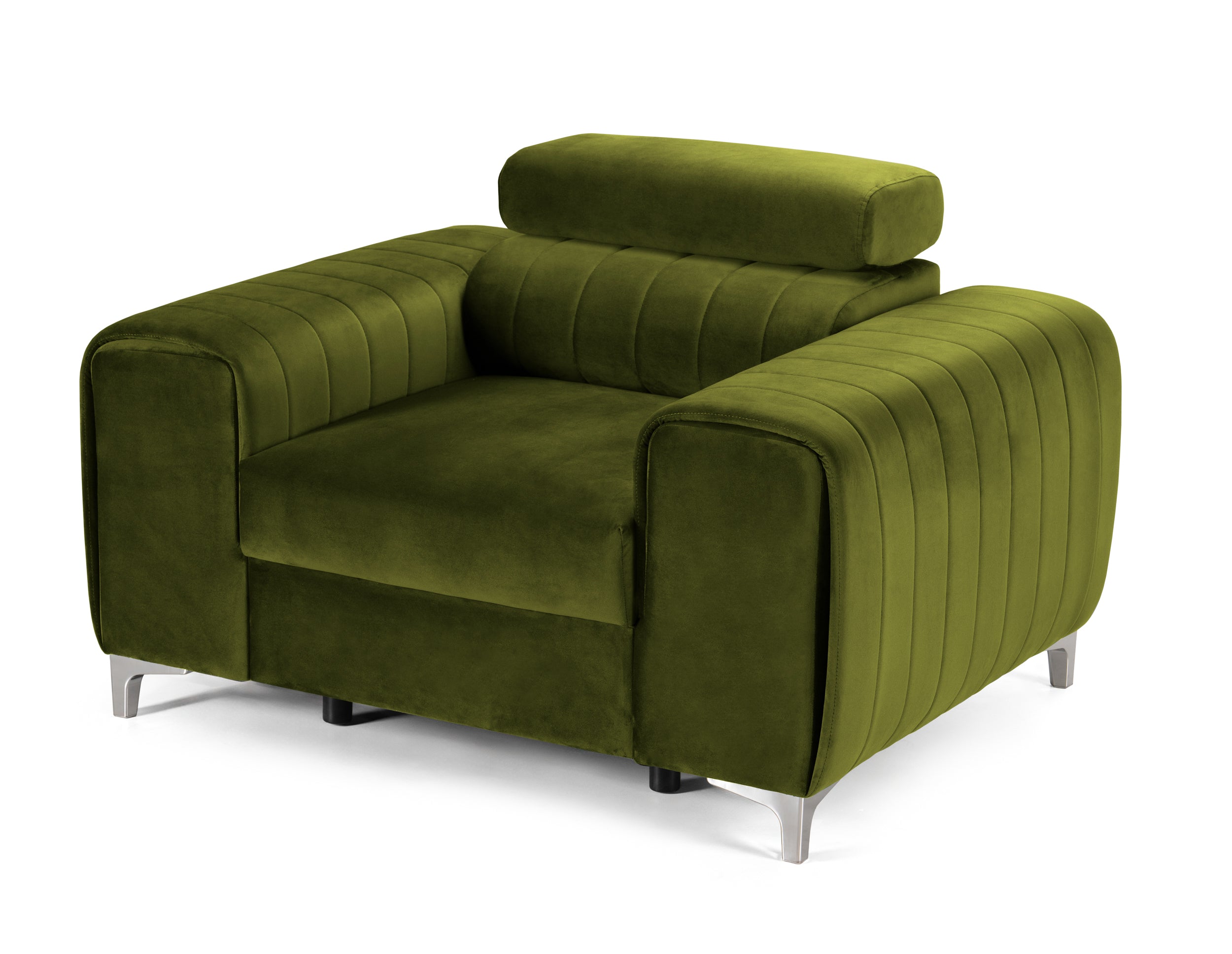 Fotoliu TIME, tetieră reglabilă, suport lombar, 125x97x94 cm, #color_Verde-Olive-Velluto
