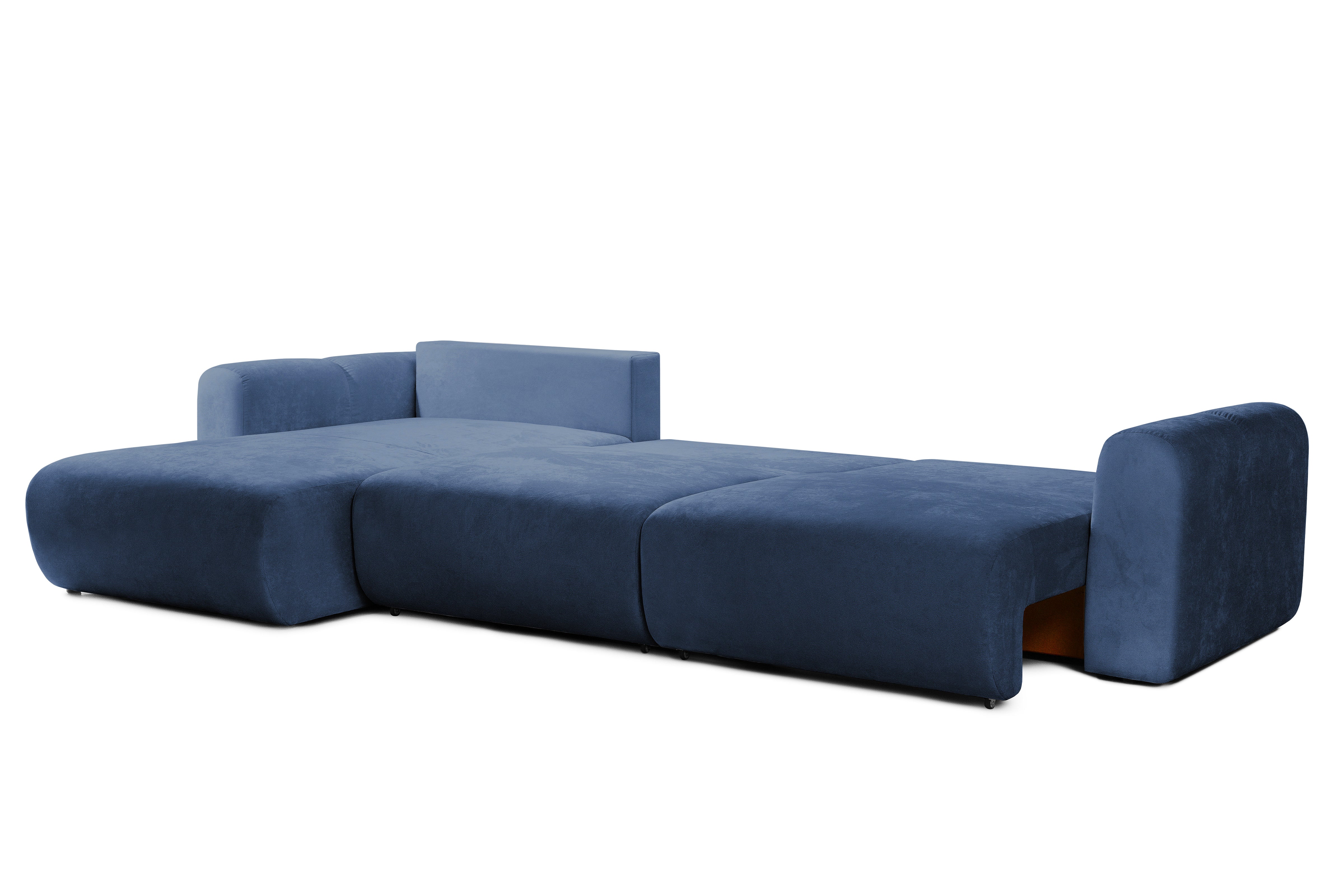 Colțar Extensibil GEORGIA, cu 2 lăzi depozitare, șezlong interschimbabil, 348x190x87 cm, #color_Albastru-Havana