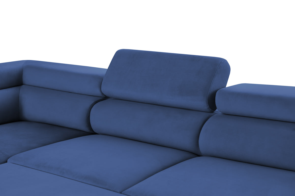 Colțar Extensibil, în formă de U, TIME, cu 2 lăzi de depozitare, cu tetiere reglabile, 360x220x95 cm #color_Albastru-Velluto