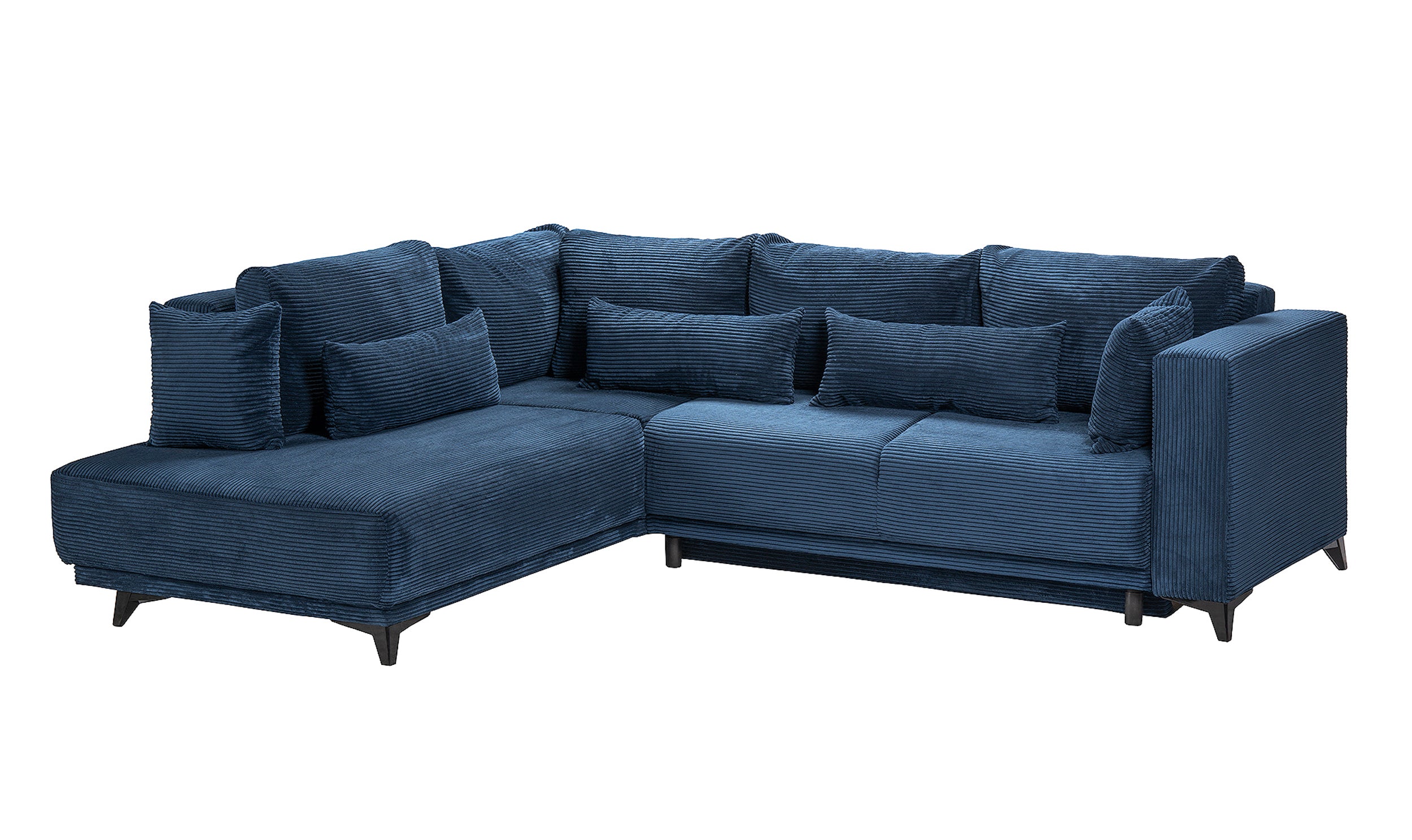Colțar Extensibil NOMAD, cu ladă de depozitare, variante stânga/dreapta 280x215x90 cm, Prestigehome.ro, #color_Albastru-Zoom
