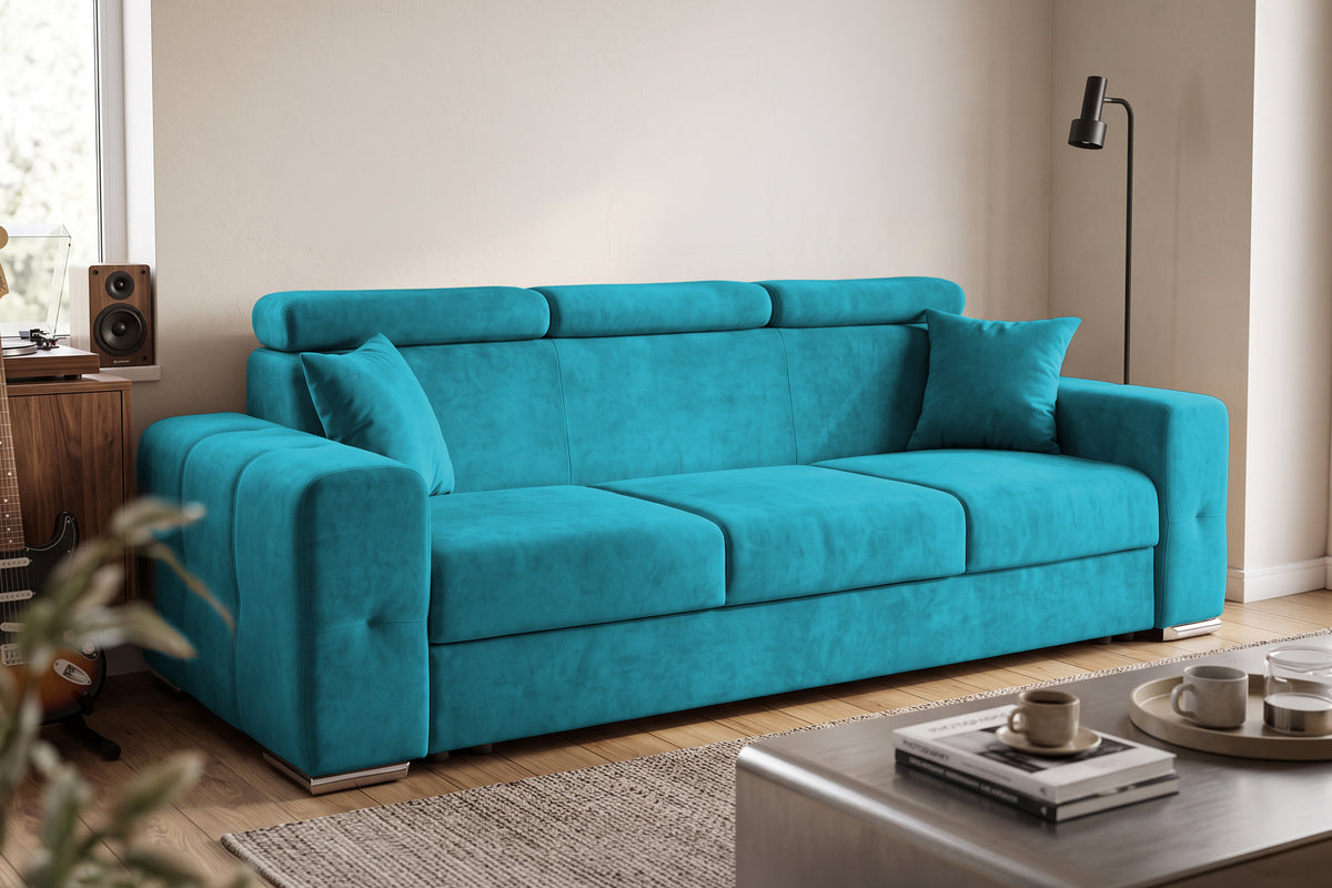 Canapea Extensibila 3 locuri BELLAGIO, cu tetiere, 235x95x85 cm - Prestigehome.ro - Canapea 3 Locuri - Prestige - #color_turcoaz-enjoy