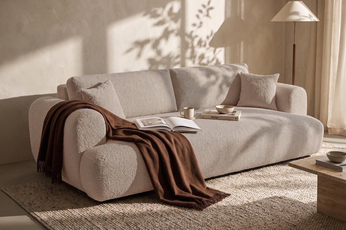 Canapea Extensibilă 3 locuri NOA, cu ladă depozitare, 244x108x80 cm, #color_Bej-Anthology