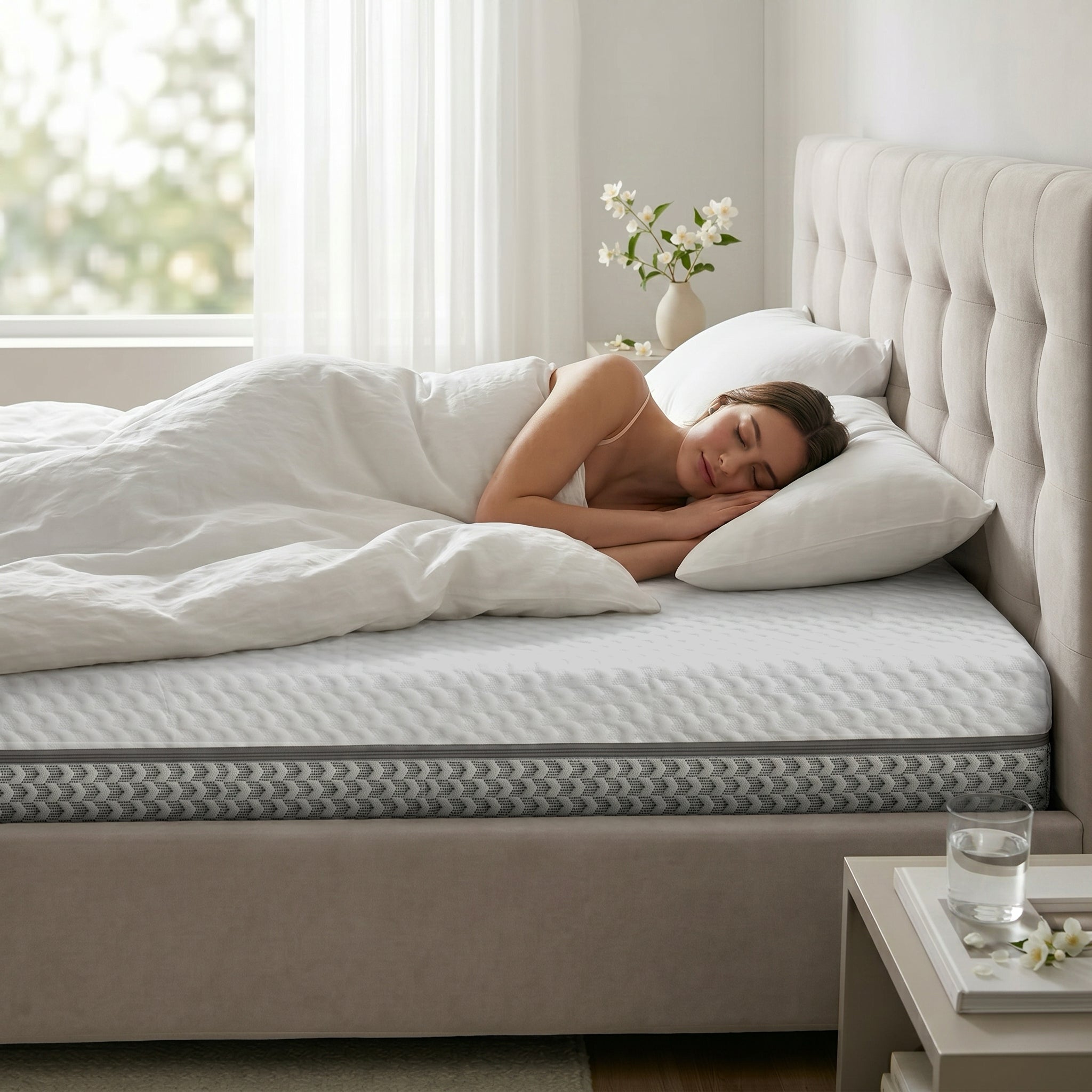 Saltea Ideal Sleep PERFECT COMFORT 4 in 1, spumă poliuretanica de susținere, spumă High Resilience, spumă cu memorie, husă detașabilă și lavabilă, superortopedică, Grosime 22 cm