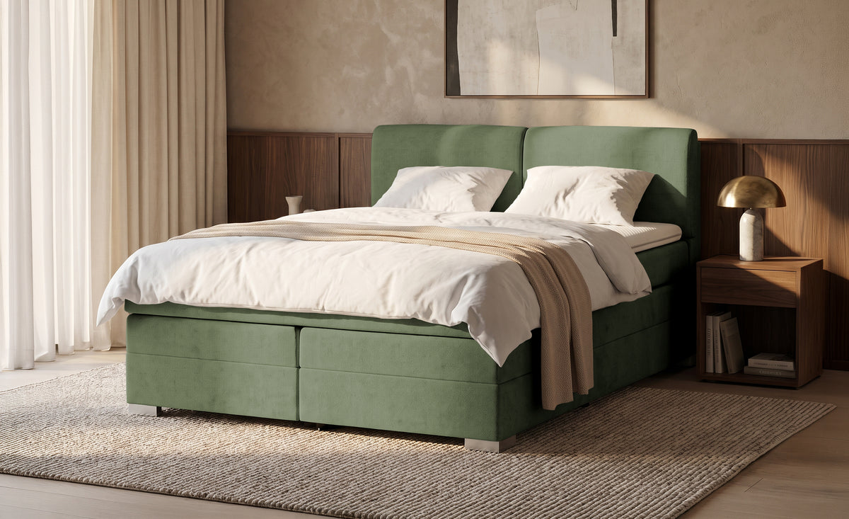 Pat Tapitat Charlotte, cu lada de depozitare, Gri, Prestigehome.ro, Prestige, #Color_Verde-Enjoy