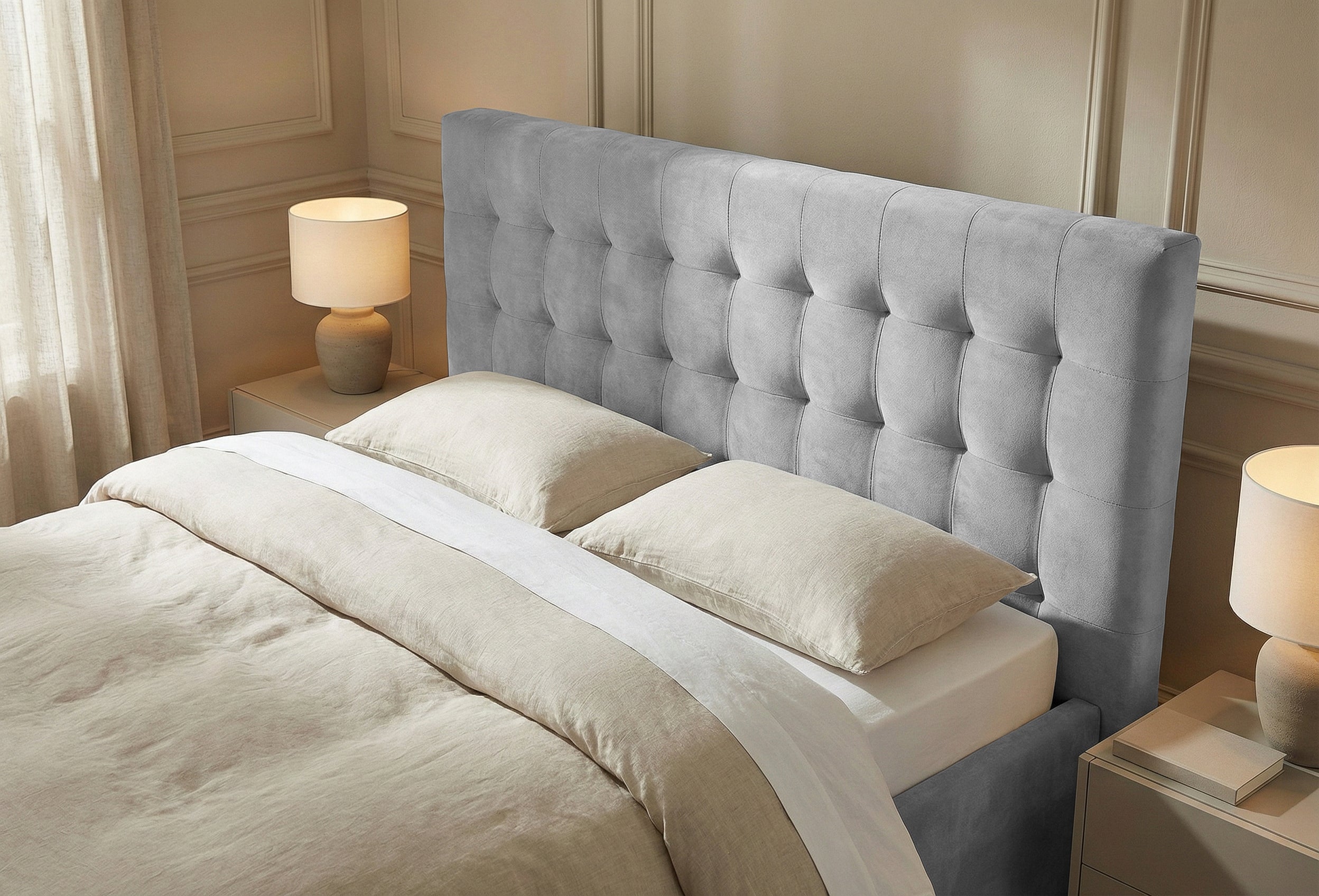 Pat Tapitat Strasbourg, cu Lada Rabatabil, Velur-Menta, Prestigehome.ro, Prestige, #Color_swing-gri