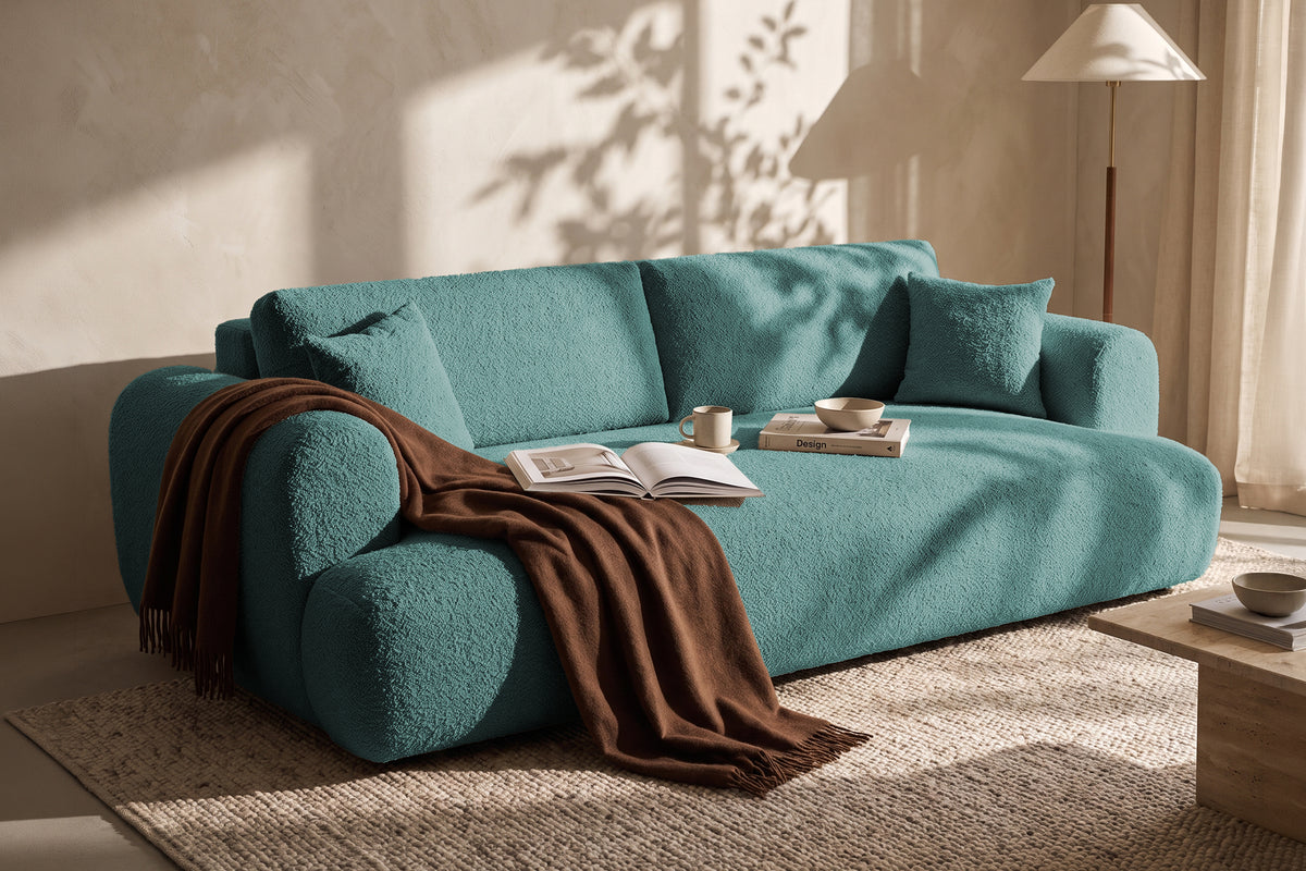 Canapea Extensibilă 3 locuri NOA, cu ladă depozitare, 244x108x80 cm, #color_Albastru-Anthology