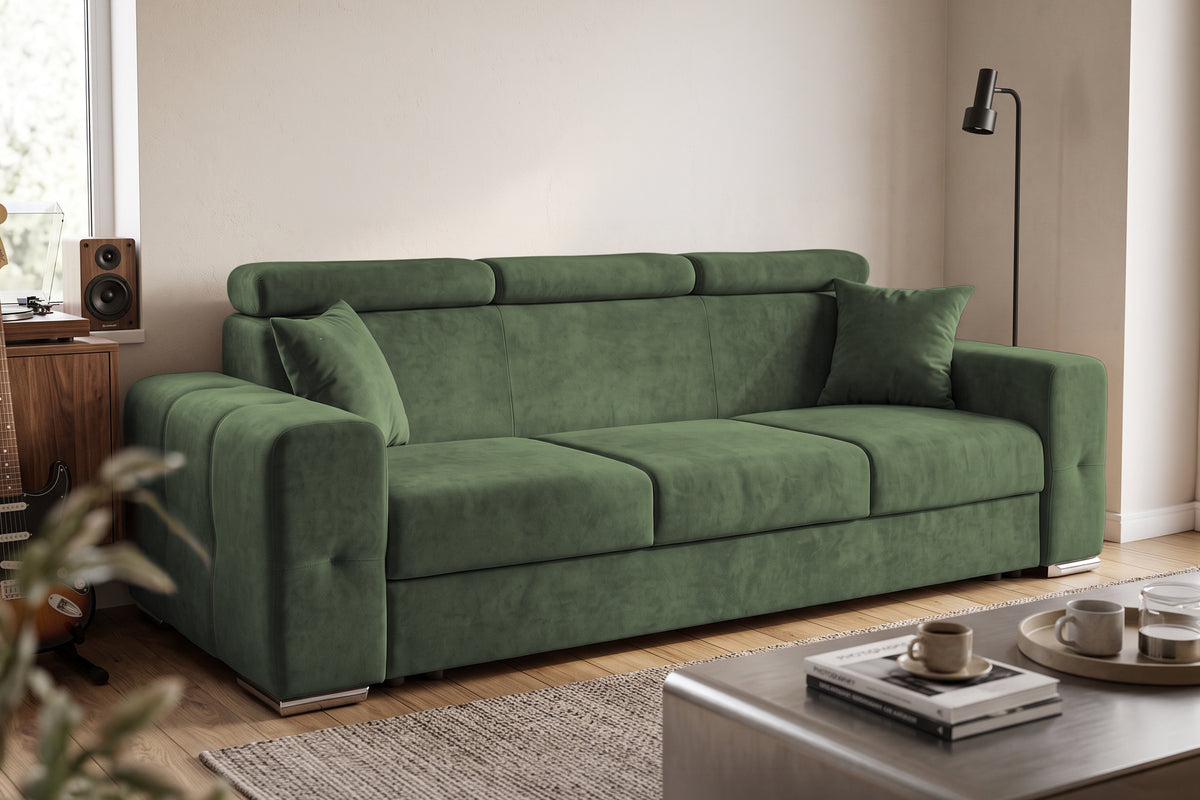 Coltar Extensibil BELLAGIO, sezlong interschimbabil, cu lada de depozitare, cu tetiere, 275x170x85 cm - Prestigehome.ro - Coltare - Prestige - #color_Verde-Enjoy