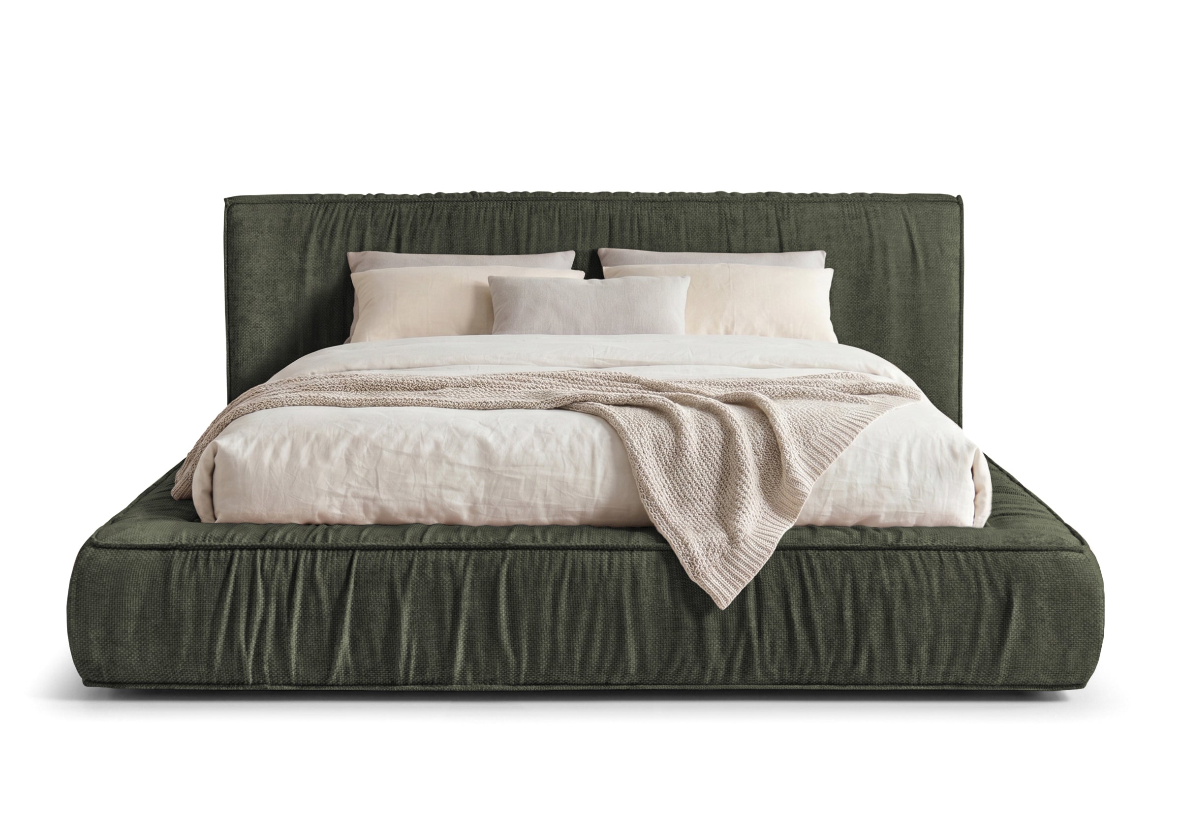 Pat Tapițat Primavara, cu somieră fixă, #color_Verde-Olive-Eden
