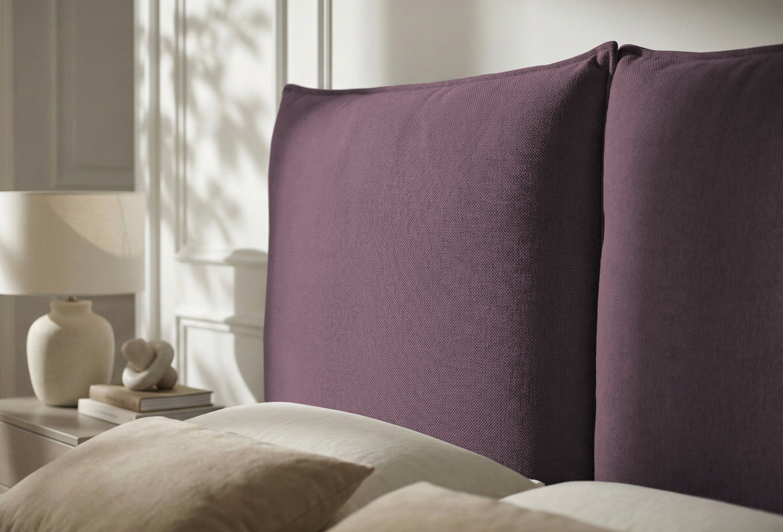 Pat Tapițat Rossi, cu somieră fixă și tăblie înaltă, violet, #color_Violet-Loft