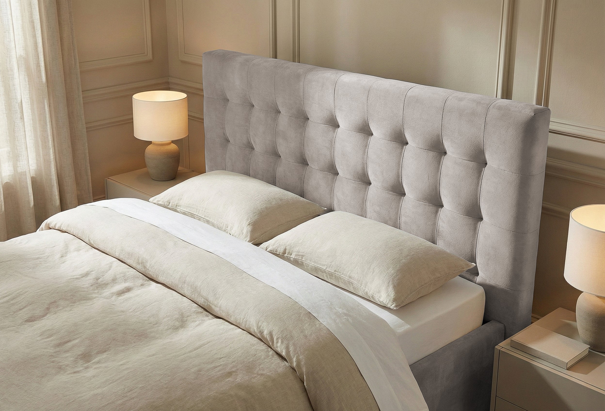 Pat Tapitat Strasbourg, cu Lada Rabatabil, Velur-Menta, Prestigehome.ro, Prestige, #Color_swing-bej