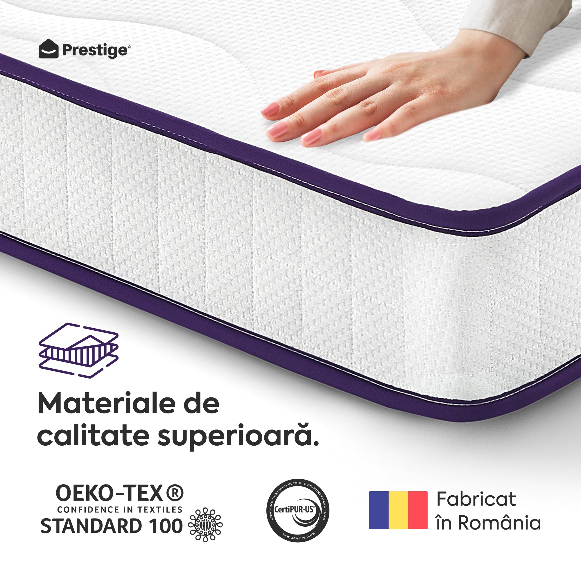 Saltea ERGO COMFORT, superortopedică, cu spumă poliuretanică și arcuri, Grosime 20 cm