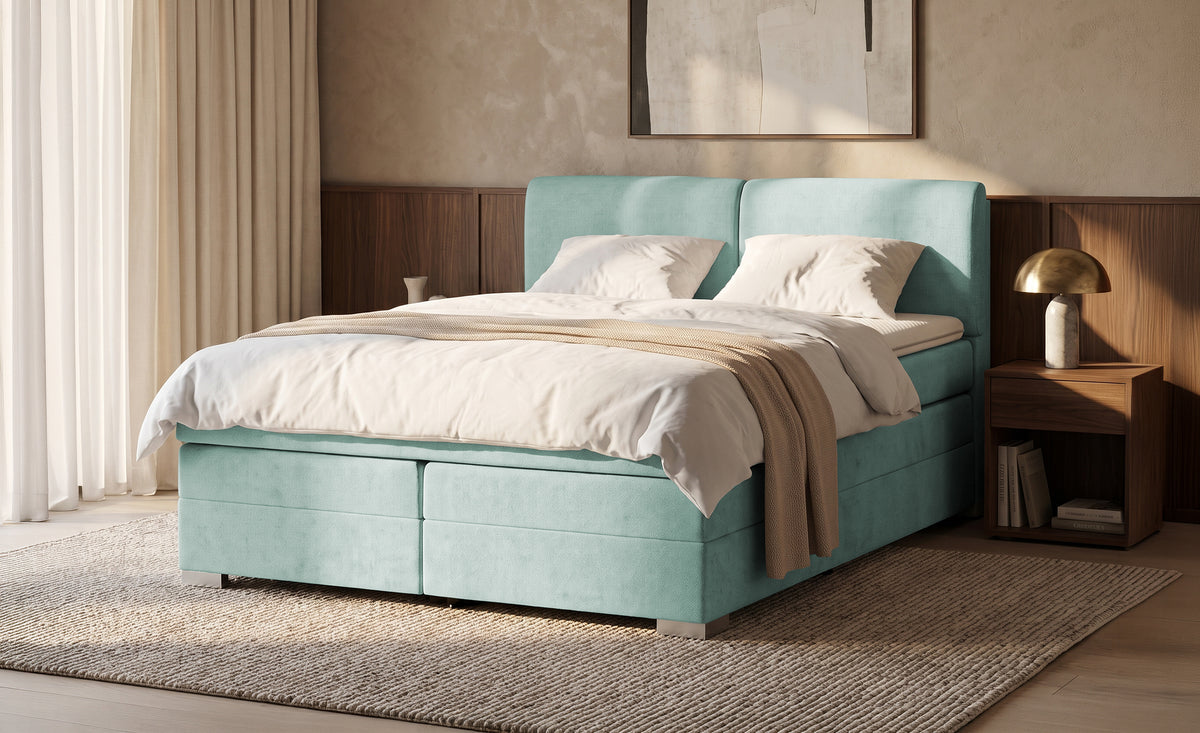 Pat Tapitat Charlotte, cu lada de depozitare, Gri, Prestigehome.ro, Prestige, #Color_menta-enjoy