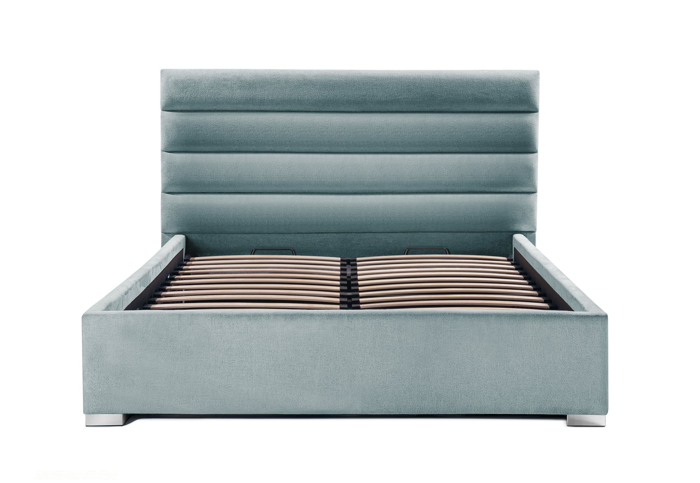 Pat Tapițat DIESIS , cu somieră rabatabilă și ladă de depozitare, #color_Albastru-Deschis-Mystery