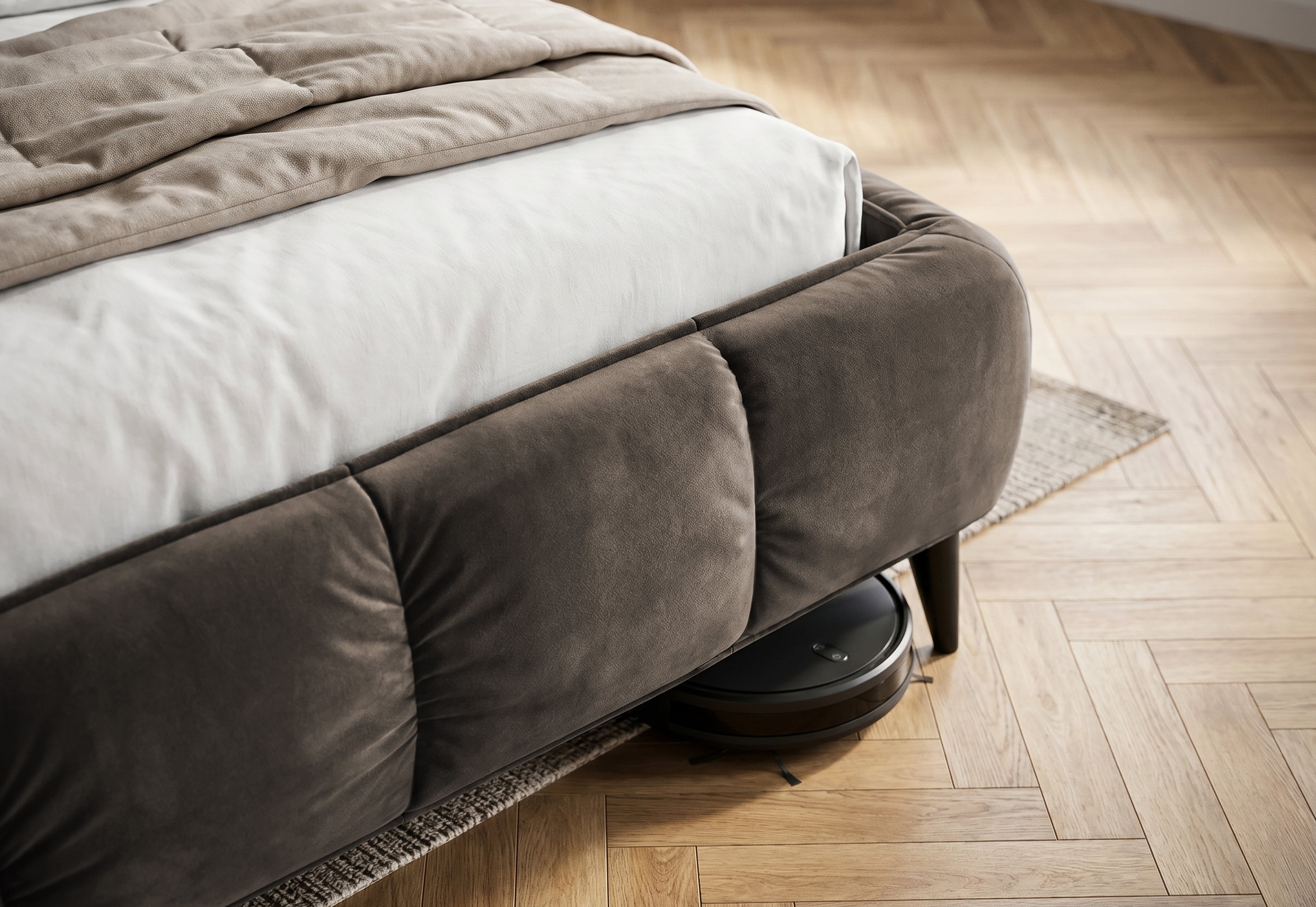Pat Tapițat Ador, cu somieră fixă, #color_Taupe-Velluto