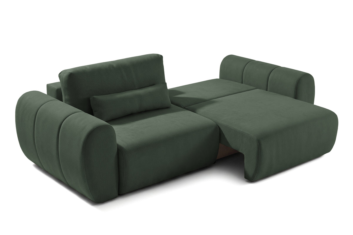 Canapea Extensibilă 3 locuri VERSA, cu 2 lăzi depozitare, 260x110x85 cm, #color_Verde-Inchis-Loft