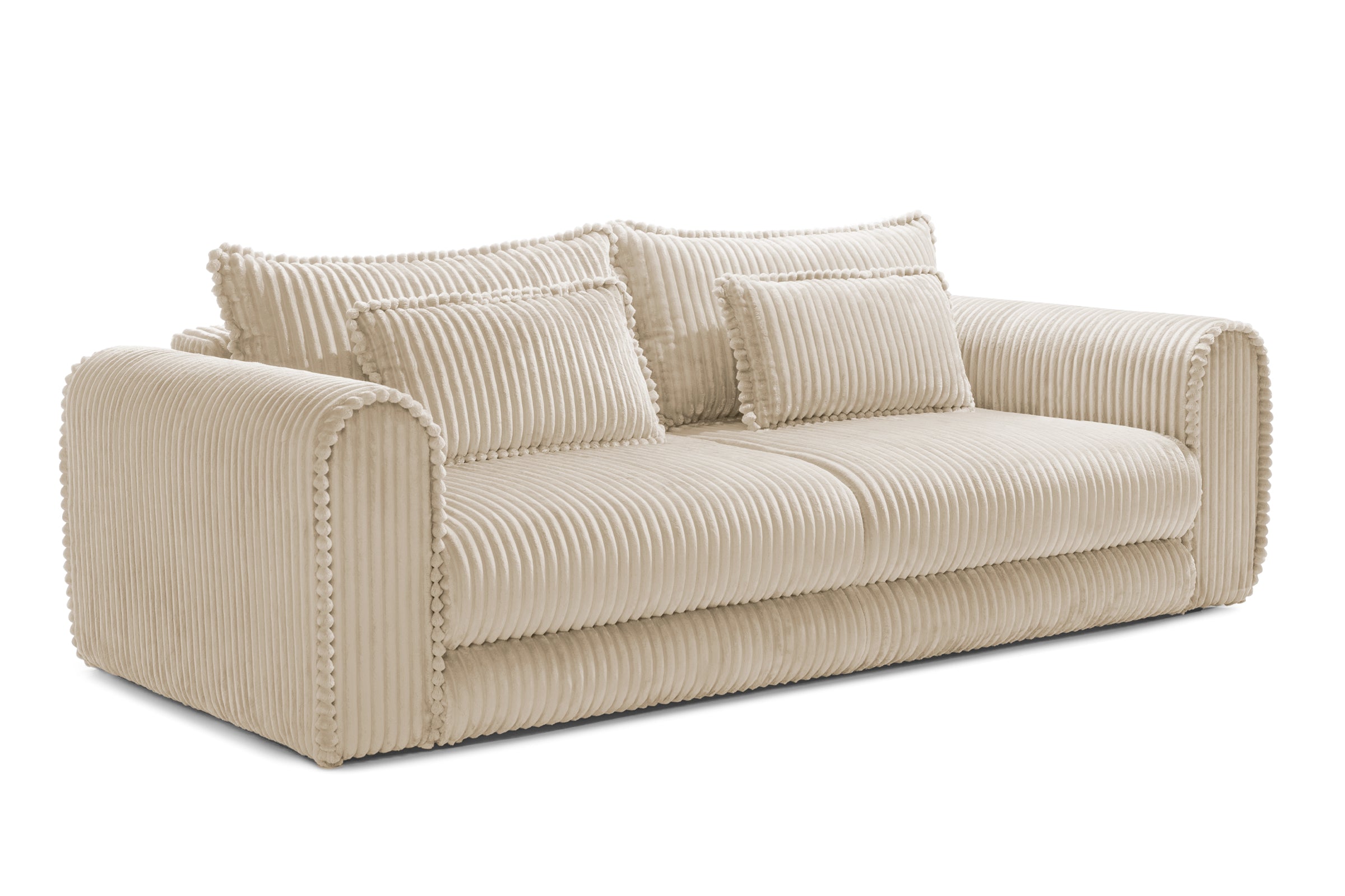 Canapea Extensibilă 3 locuri FELLINI, cu ladă depozitare, 243x108x90 cm, #color_Crem-Tilia