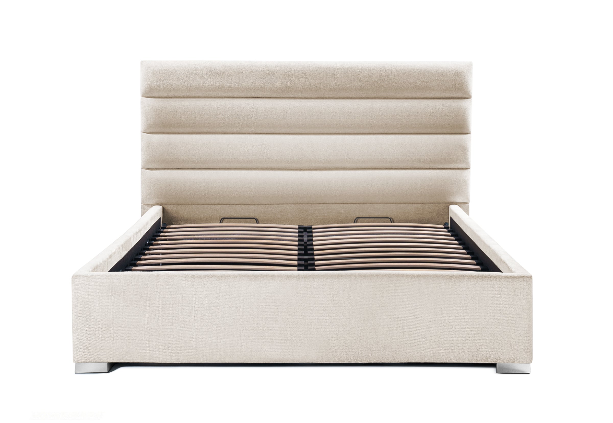 Pat Tapițat DIESIS , cu somieră rabatabilă și ladă de depozitare, #color_Crem-Mystery