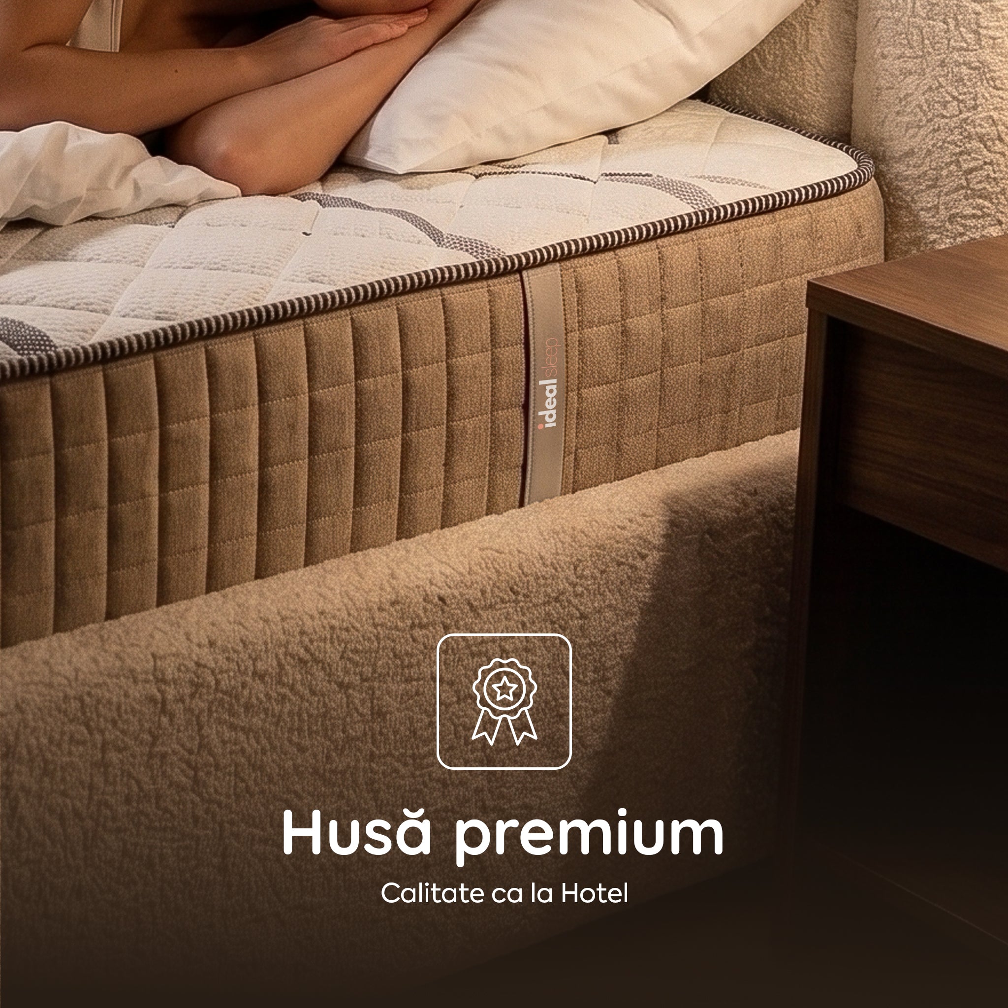 Saltea Ideal Sleep HOTEL SERIES LUX, superortopedică, cu spumă poliuretanică și arcuri, husă cu aerisire optimă, Grosime 25 cm - Prestige Home