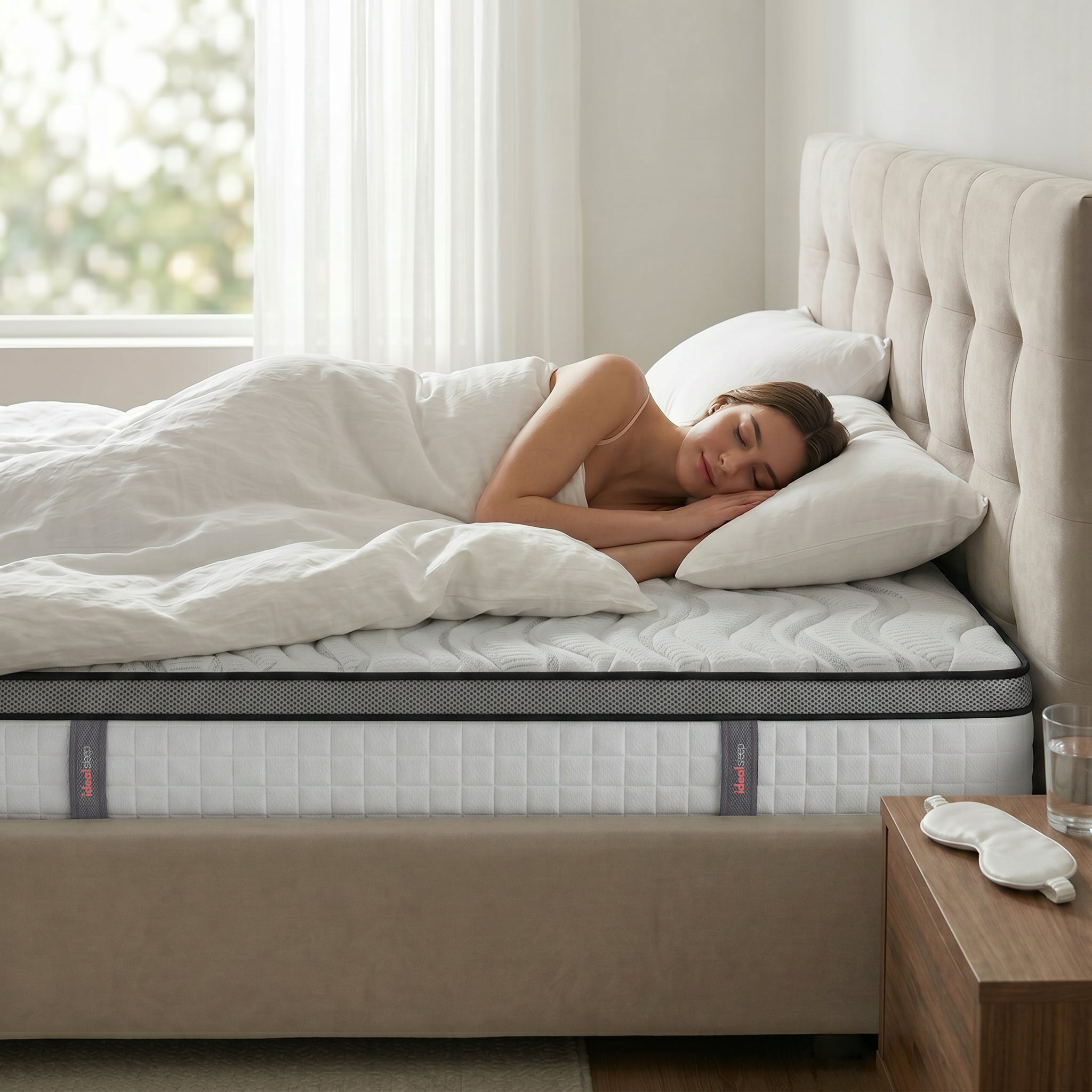 Saltea Ideal Sleep DREAM MEMORY, Arcuri Bonell, spumă poliuretanică fermă, spumă cu memorie, superortopedică, Grosime 26 cm