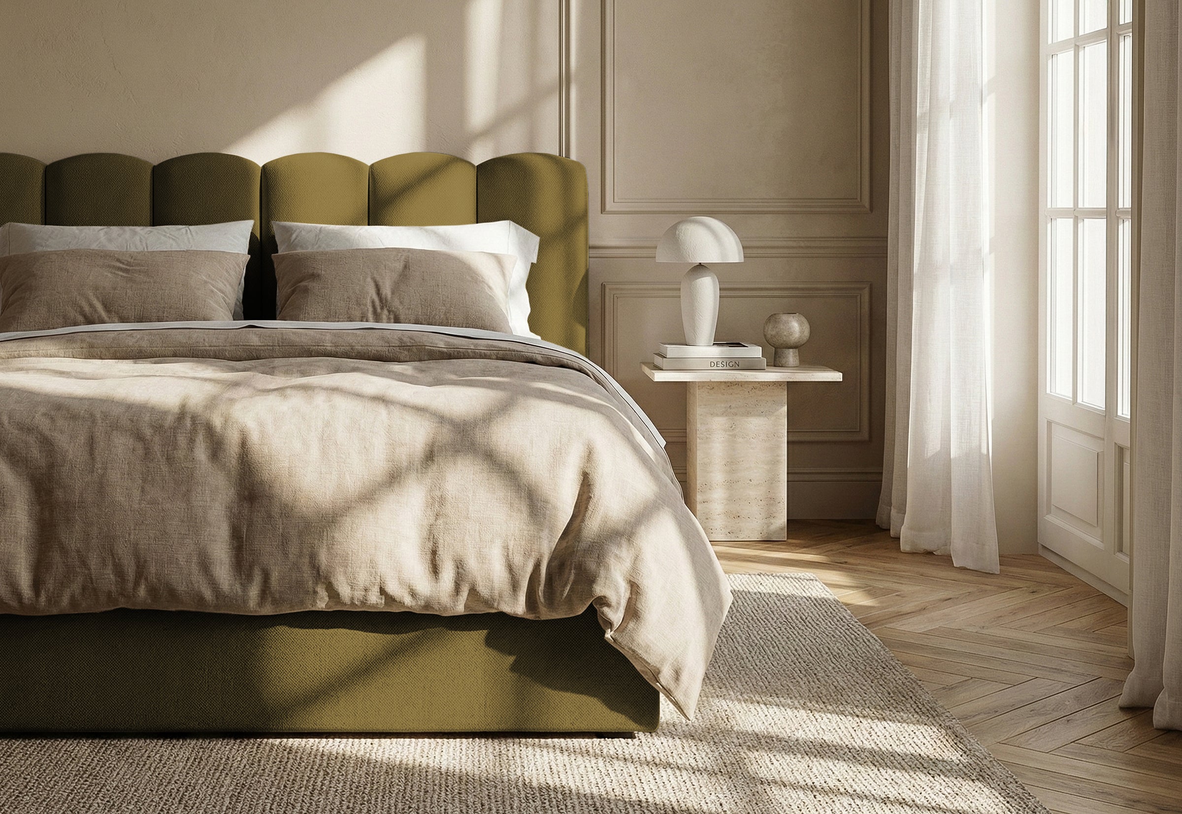 Pat Tapițat PRINCESS, cu somieră rabatabilă și ladă de depozitare, #color_Verde-Olive-Mystery