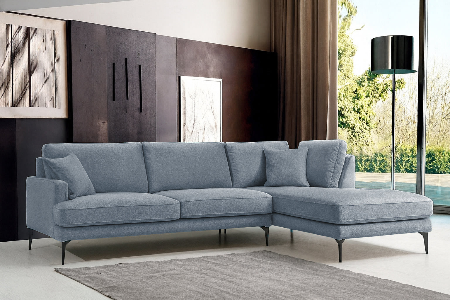 Colțar Fix AZURRO, cu ladă de depozitare, 280x90/180x85 cm - Prestigehome.ro - Colțar - Prestige #color_Albastru-Mystery