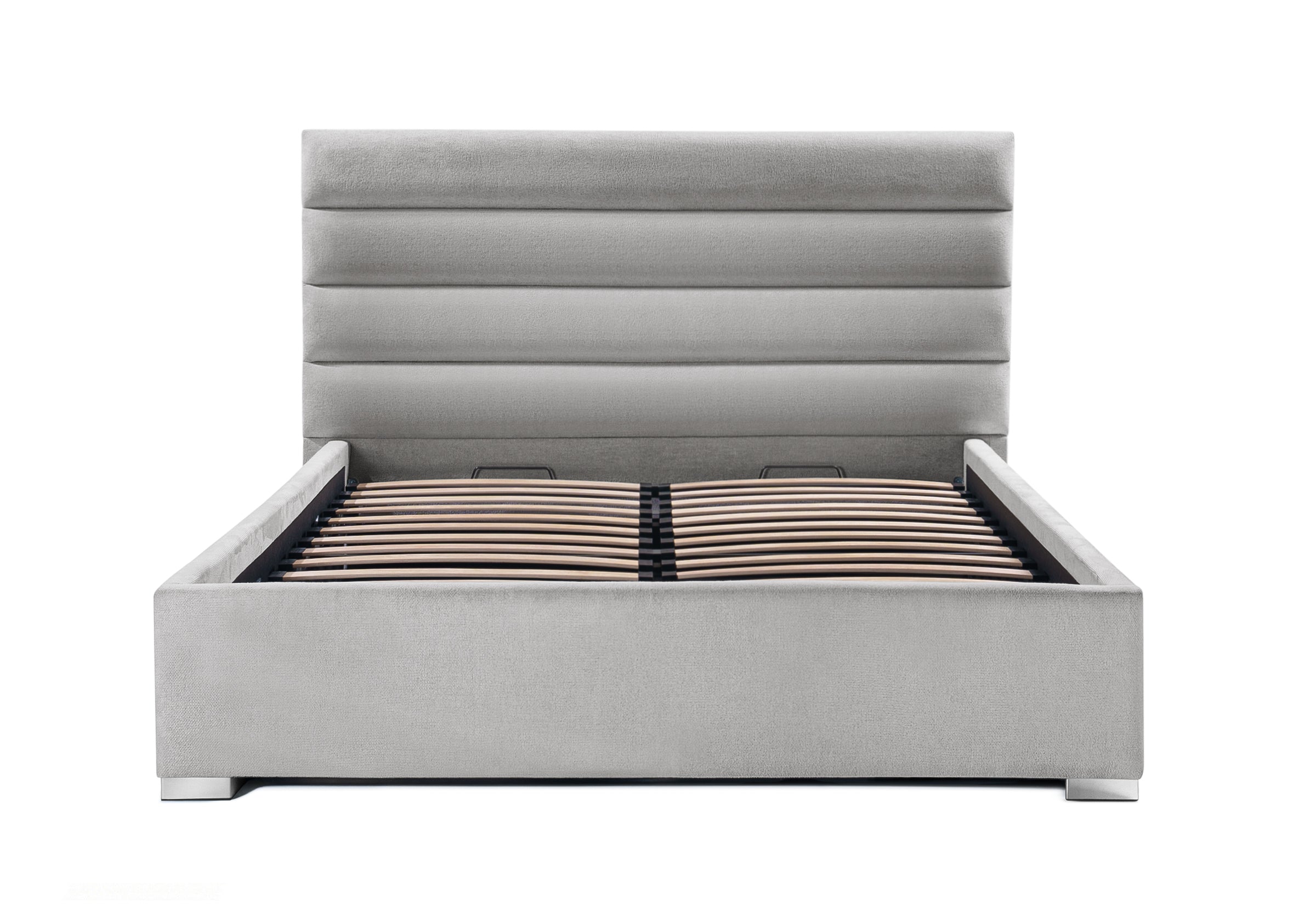 Pat Tapițat DIESIS , cu somieră rabatabilă și ladă de depozitare, #color_Gri-Cenusiu-Mystery