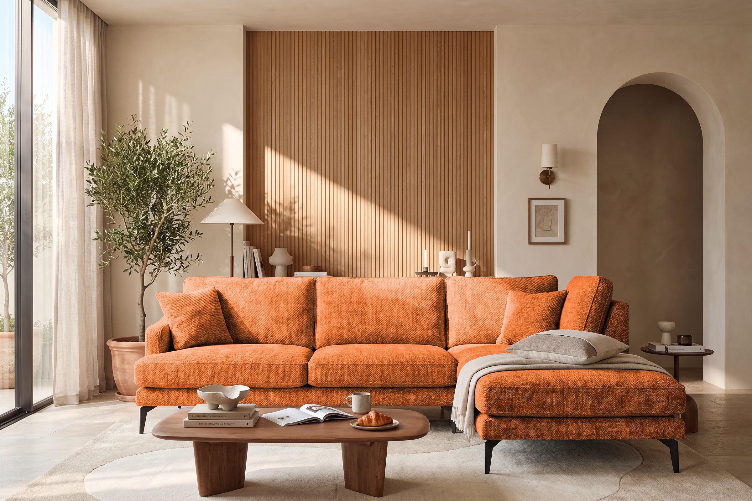Colțar Fix AZURRO, cu ladă de depozitare, 280x90/180x85 cm - Prestigehome.ro - Colțar - Prestige #color_Portocaliu-Mystery