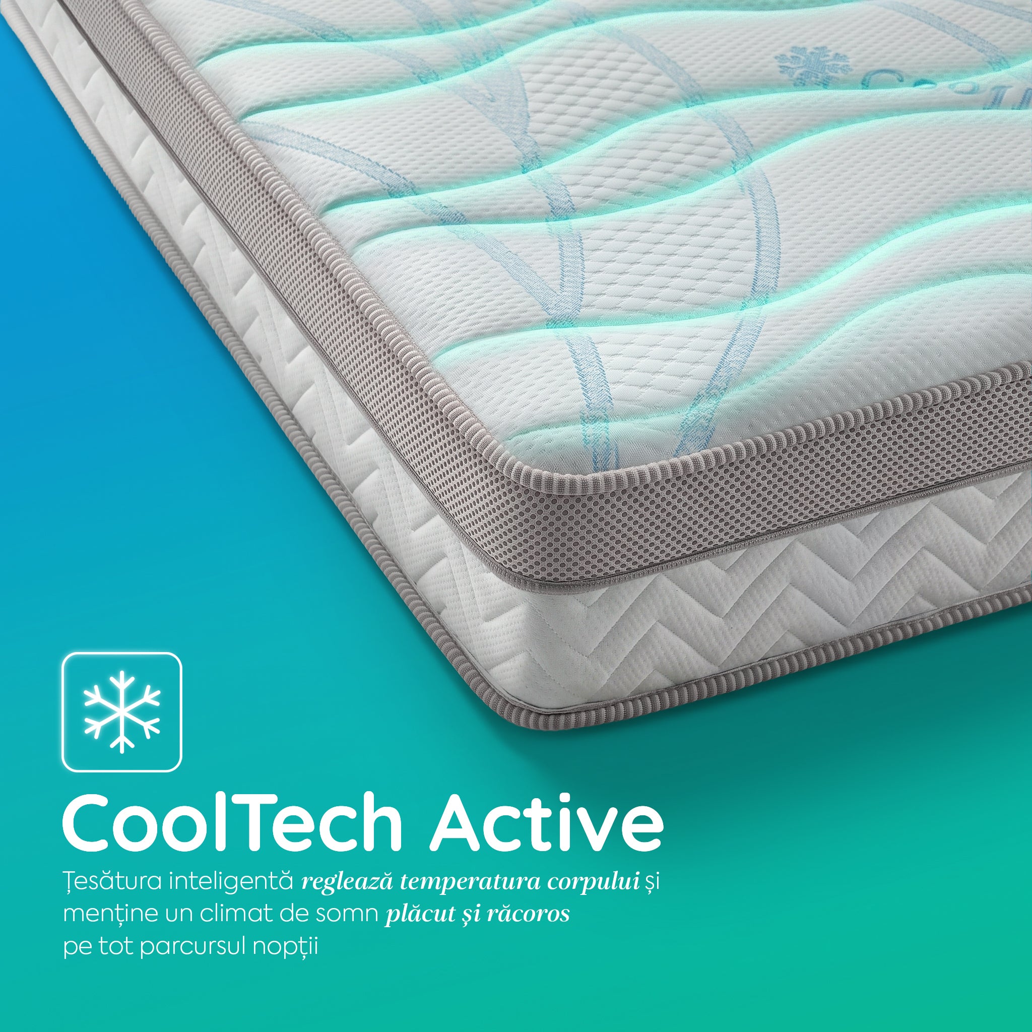 Saltea Ideal Sleep COOLTECH ALOE VERA, Arcuri Bonell, spumă poliuretanică pe multiple straturi, husă CoolTech, superortopedică, Grosime 24 cm
