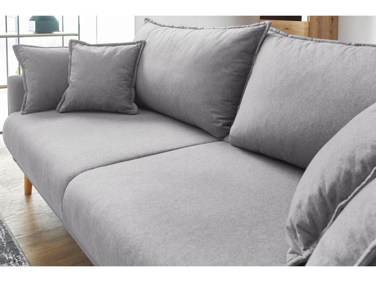 Canapea Extensibilă 3 locuri JULIET, cu ladă de depozitare, 215x88x95 cm - Prestigehome.ro - Canapea - Prestige #color_Gri-Deschis-Loft