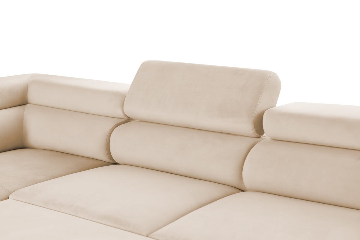 Colțar Extensibil, în formă de U, TIME, cu 2 lăzi de depozitare, cu tetiere reglabile, 360x220x95 cm #color_Bej-Velluto