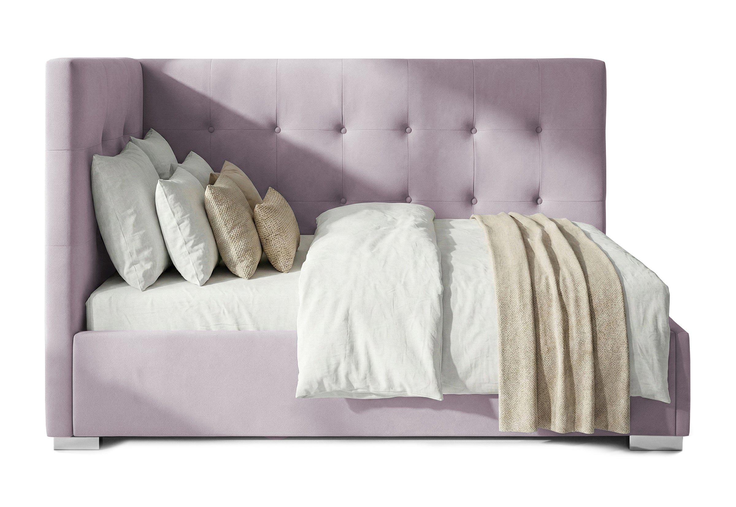 Pat Tapițat Lille de colț, cu somieră rabatabilă și ladă depozitare, #color_Swing-Violet