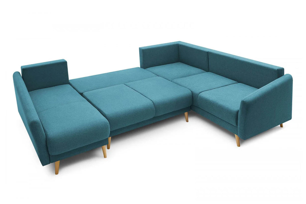 Colțar Panoramic Extensibil JULIET, cu ladă de depozitare, variante stânga/dreapta, 316x246x95 cm - Prestigehome.ro - Canapea - Prestige #color_Turcoaz-Como