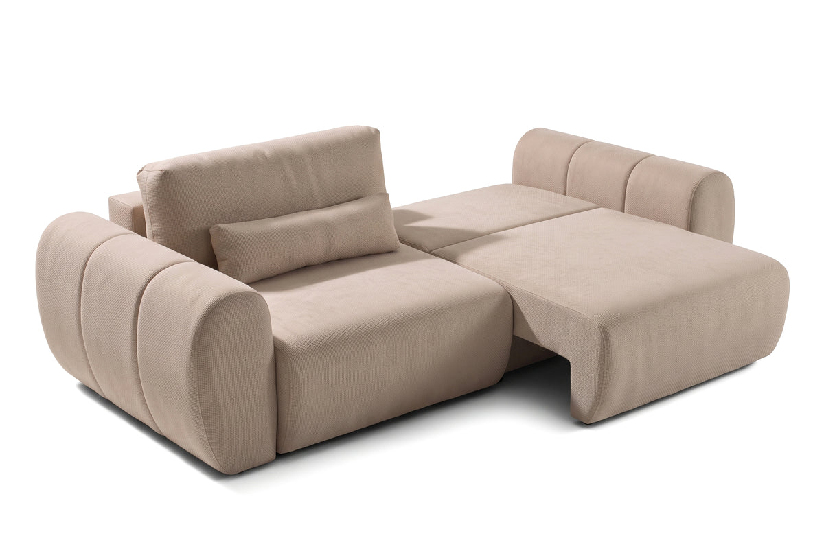Canapea Extensibilă 3 locuri VERSA, cu 2 lăzi depozitare, 260x110x85 cm, #color_Bej-Loft

