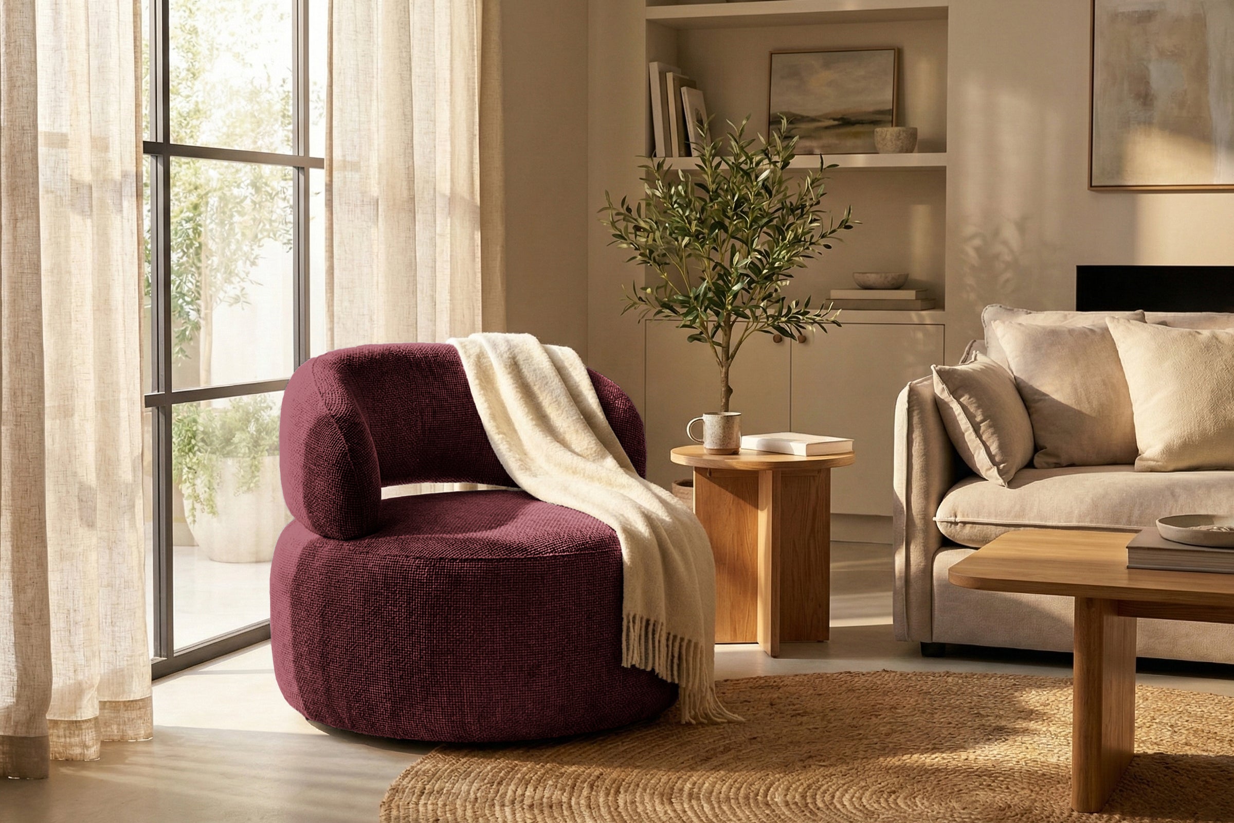 Fotoliu Moon, tetieră reglabilă, suport lombar, #color_Chianti-Eden