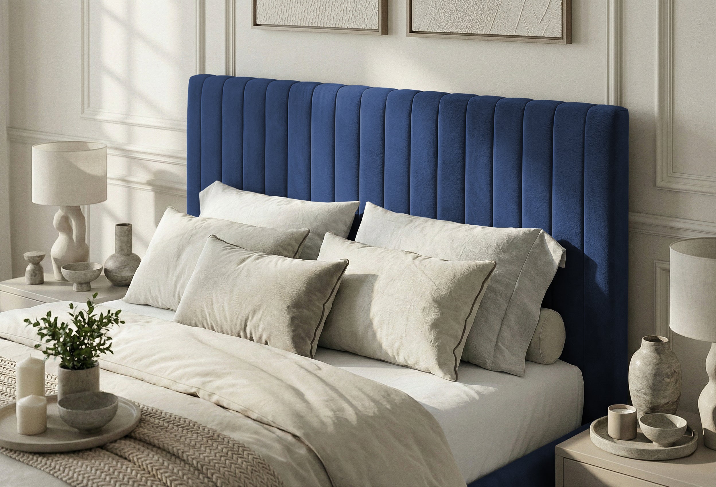 Pat Tapițat Sara, cu somieră rabatabilă și ladă depozitare #color_Albastru-Velluto