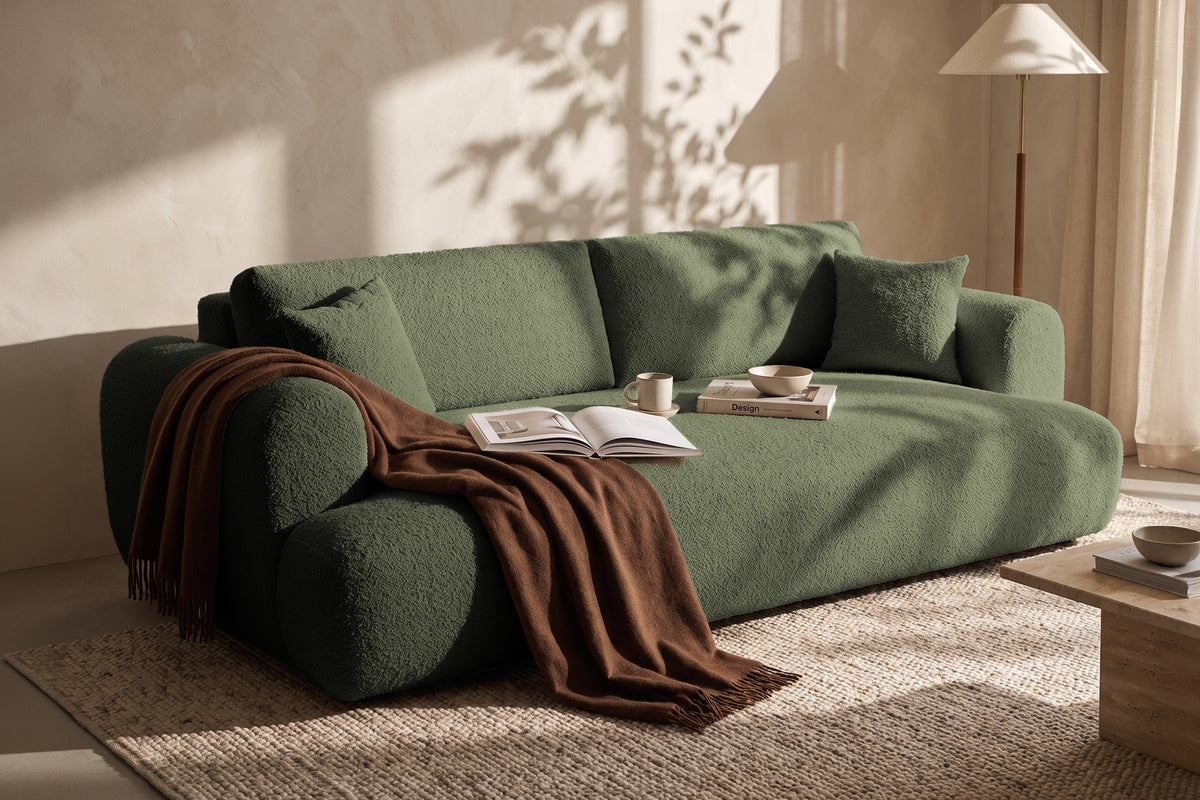 Canapea Extensibilă 3 locuri NOA, cu ladă depozitare, 244x108x80 cm, #color_Verde-Anthology