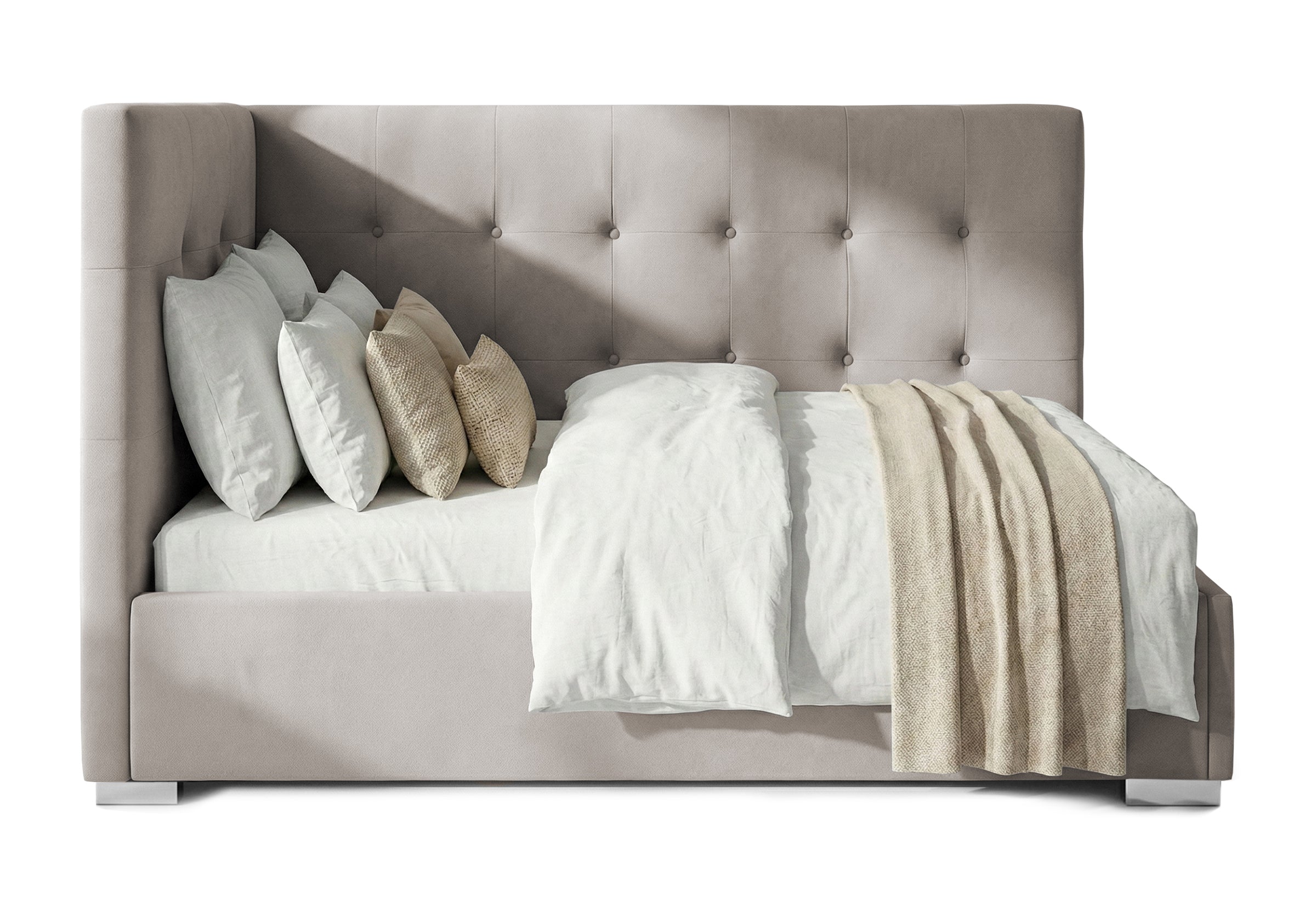 Pat Tapițat Lille de colț, cu somieră rabatabilă și ladă depozitare, #color_Swing-Bej